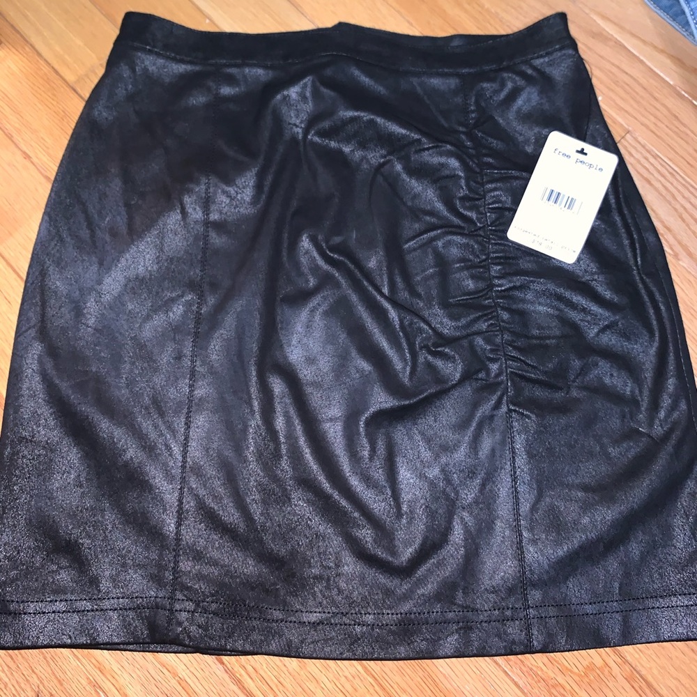 Free people black faux leather skirt